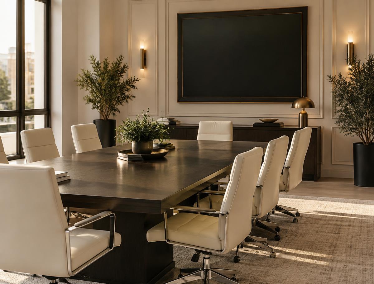 Modern boardroom with conference table